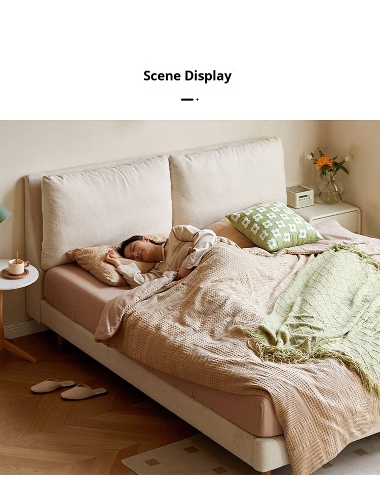 European Beech Solid Wood Bed Modern Simple