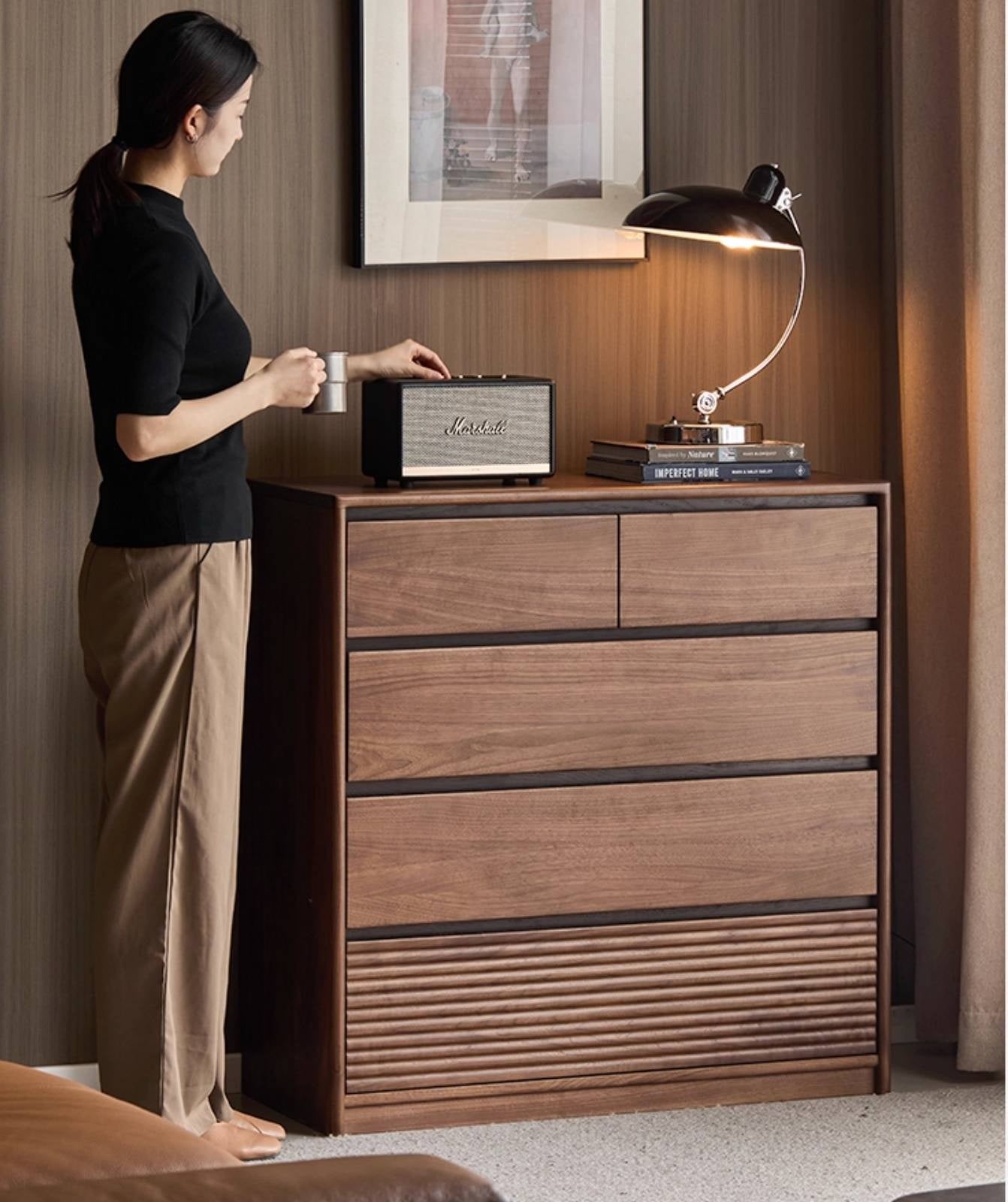Black Walnut Solid Wood Italian Light Luxury Drawer