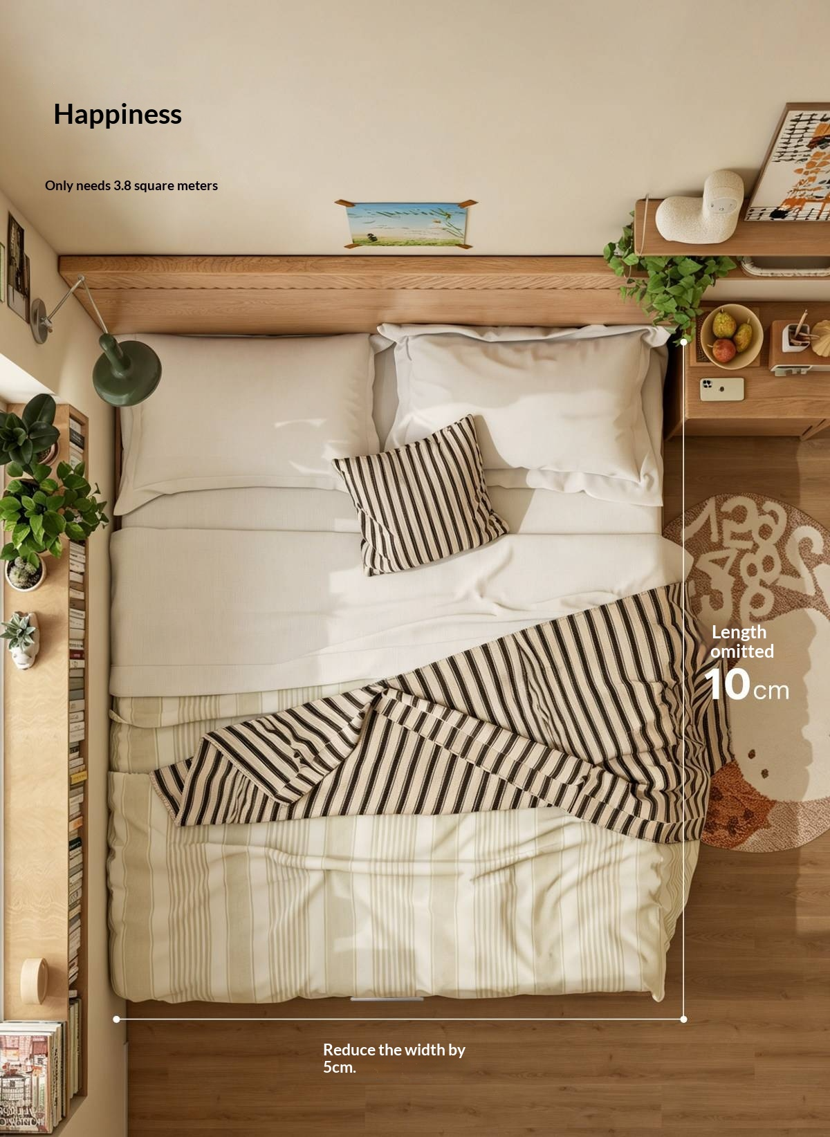 Oak Solid Wood Platform Bed with Grooved Panel Headboard Accent