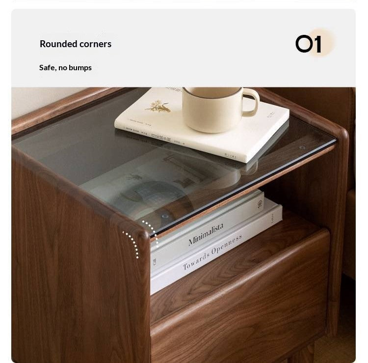 Black Walnut, Catalpa, Sandalwood Solid Wood Nightstand Modern Minimalist