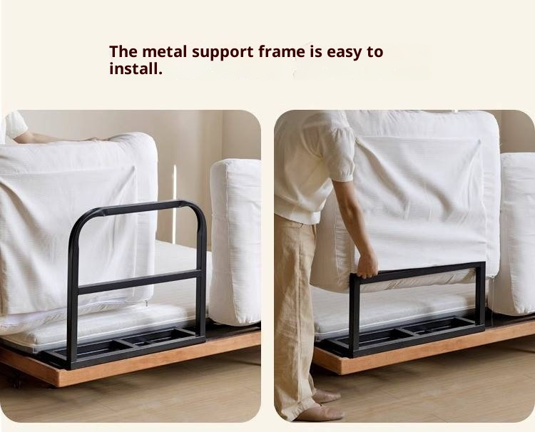 Rubberwood Solid Wood Floating Soft Upholstery Bed