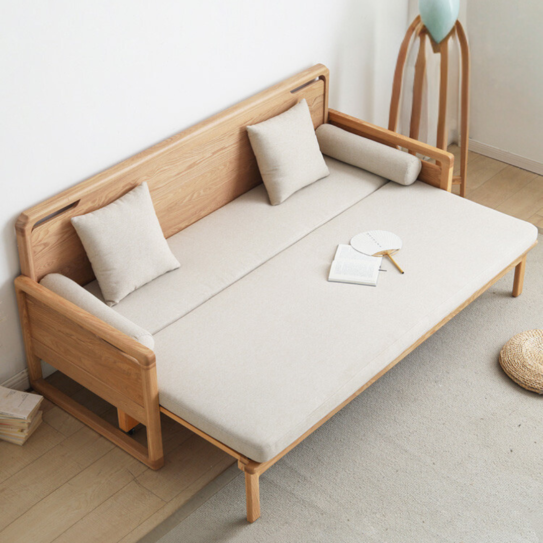 Ash solid wood sofa bed: