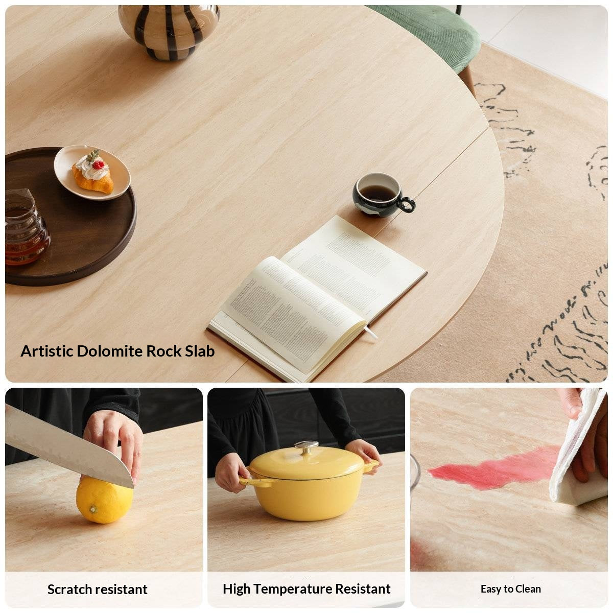 Tulipwood Solid Wood Rock Plate Round Table with Folding Feature