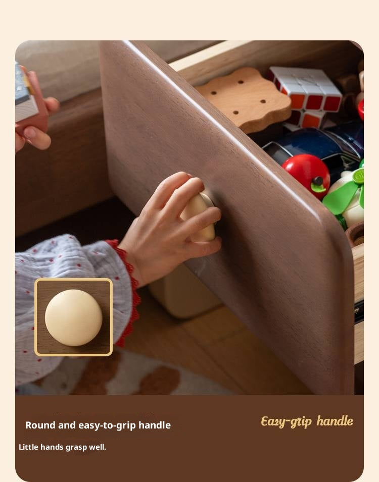 Solid Rubberwood Solid Wood Retro Style Kids Nightstand