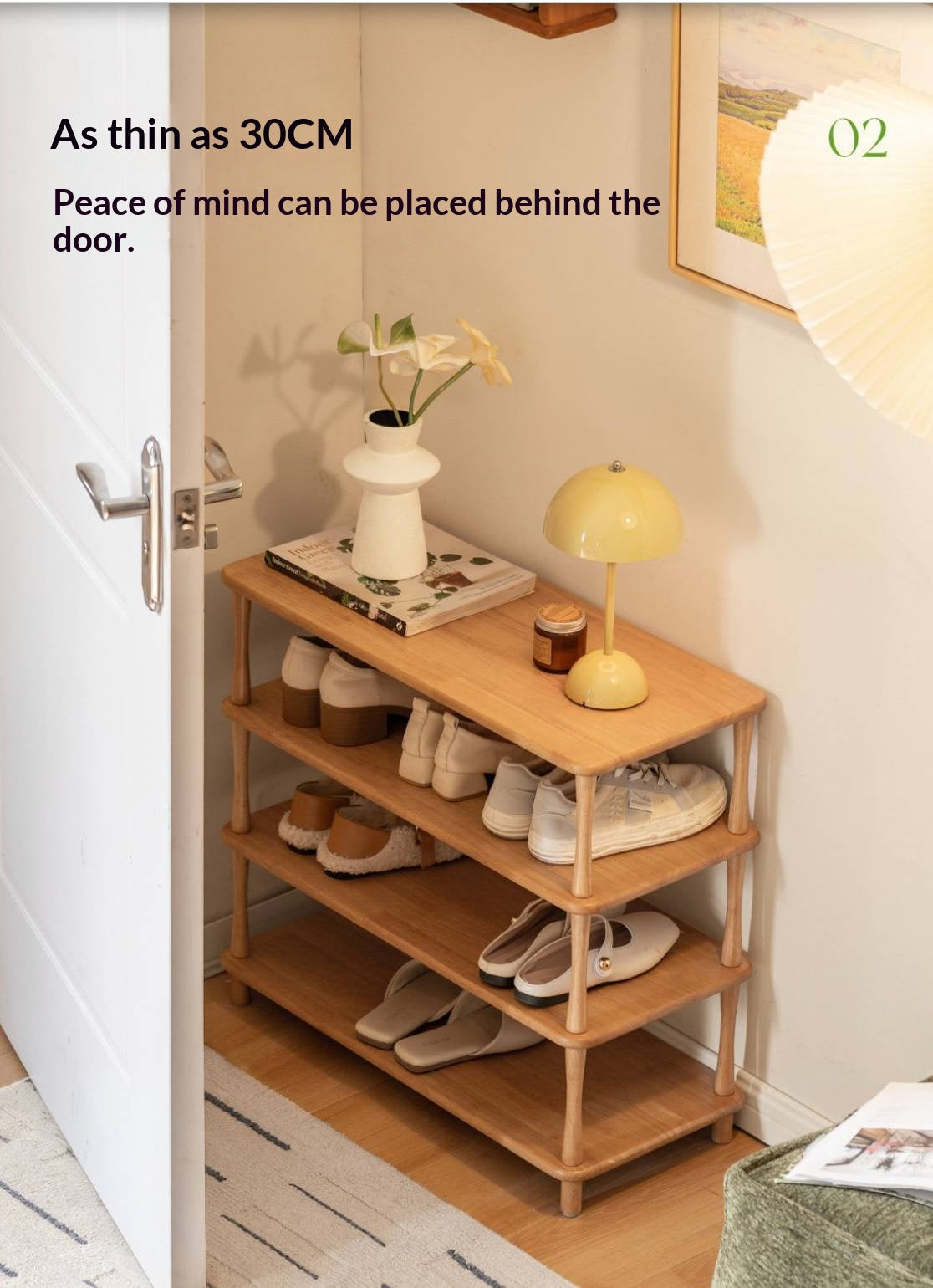 Rubberwood Solid Wood Shoe Rack Multi Layer Storage Organizer