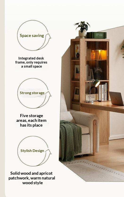 Oak Solid Wood Computer Desk with Integrated Frame and Minimalist Design