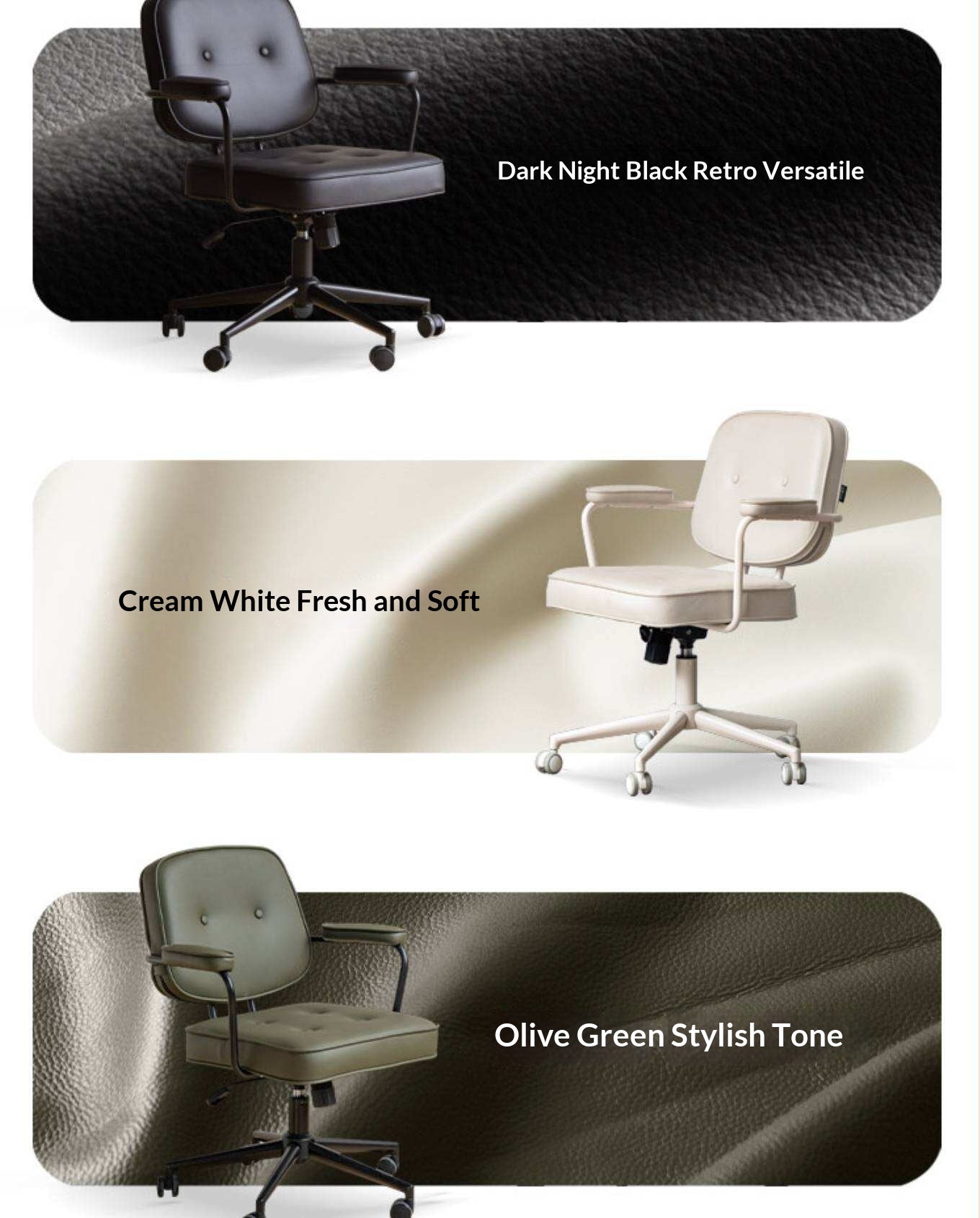 Leather Swivel Office Chair with Armrests