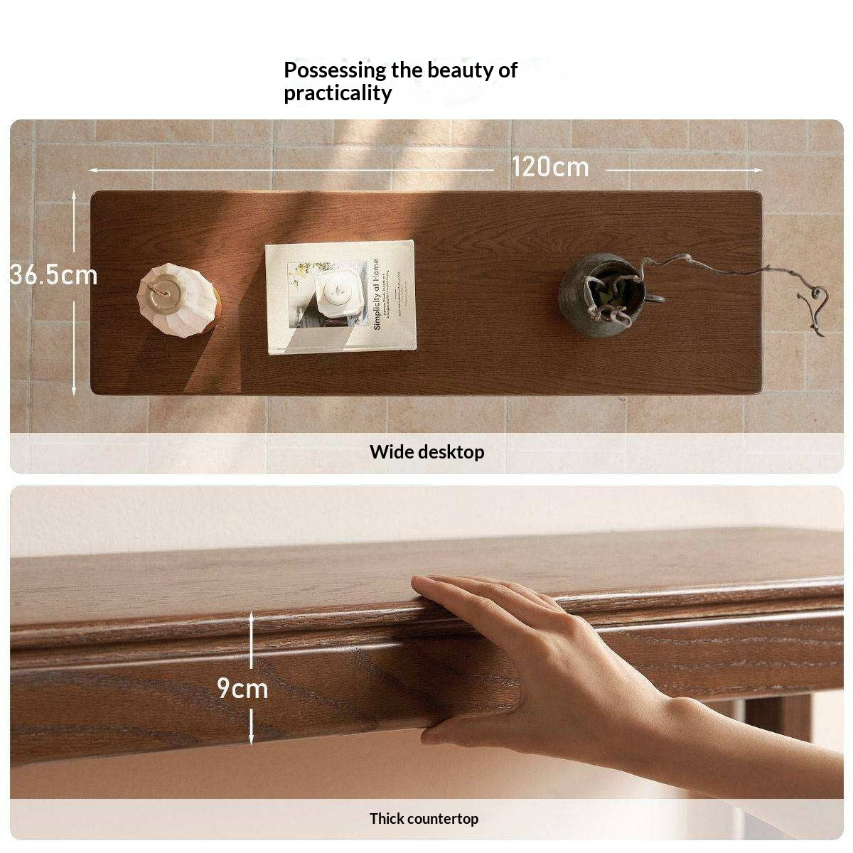 Oak Solid Wood Console Table, Entryway Bench