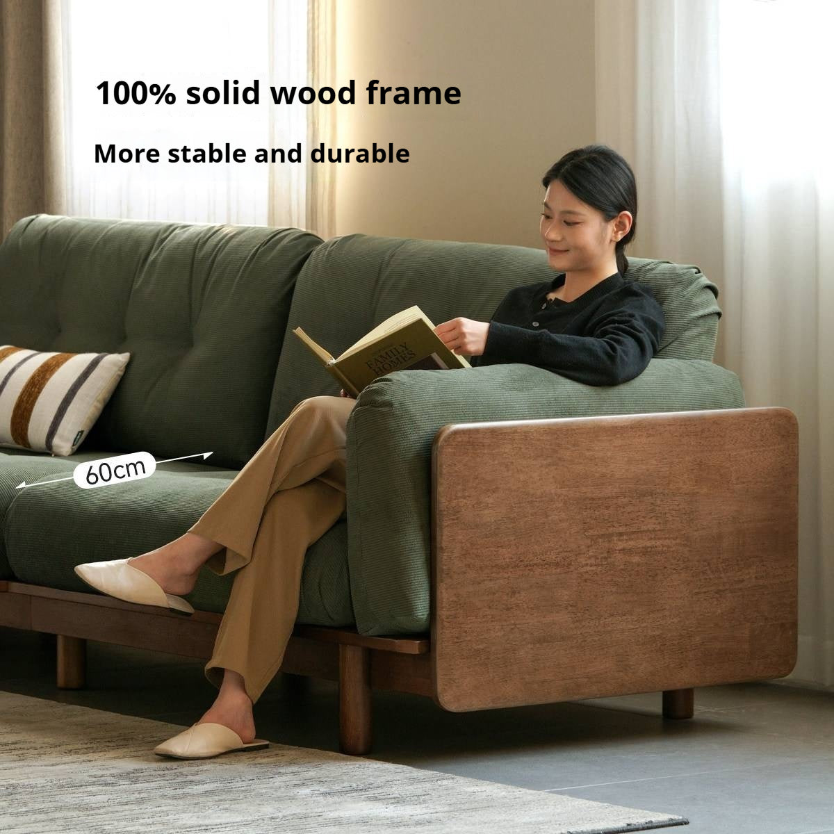 Rubber Solid Wood Light Luxury Sofa
