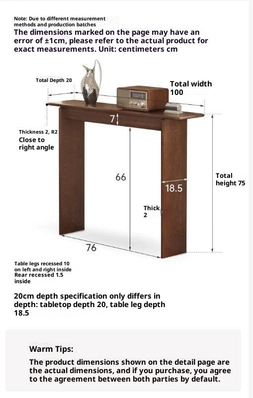 Oak Solid Wood Extra Narrow Entrance Table