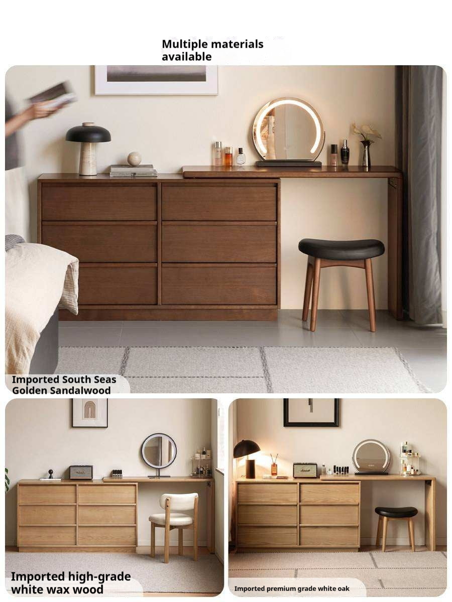 Black Walnut, Sandalwood Solid Wood Light Luxury Vanity Table.