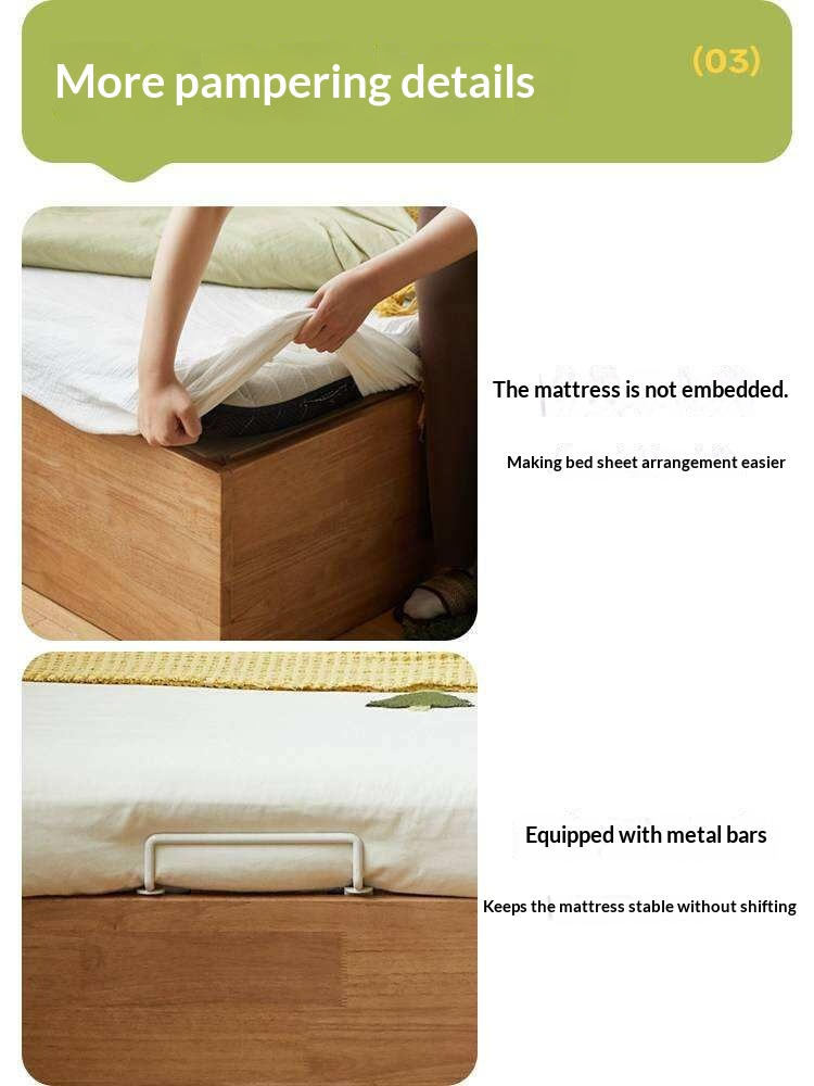 Oak Solid Wood Kids Storage Bed with End-Lift Opening
