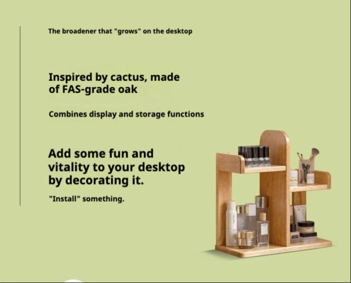 Oak, Rubber Solid Wood Desktop Multi-Layer Bookshelf