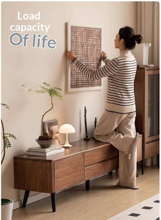 Black Walnut, Solid Sandalwood TV Cabinet Modern Simple.
