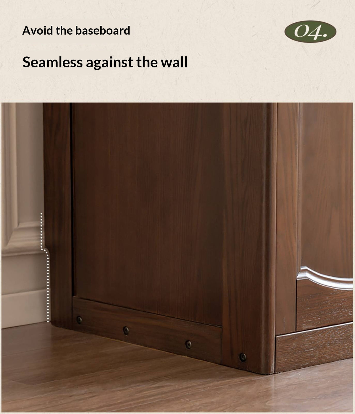 Ash Solid Wood Traditional 4-Door Armoire with Raised Panel Doors and Crown Molding