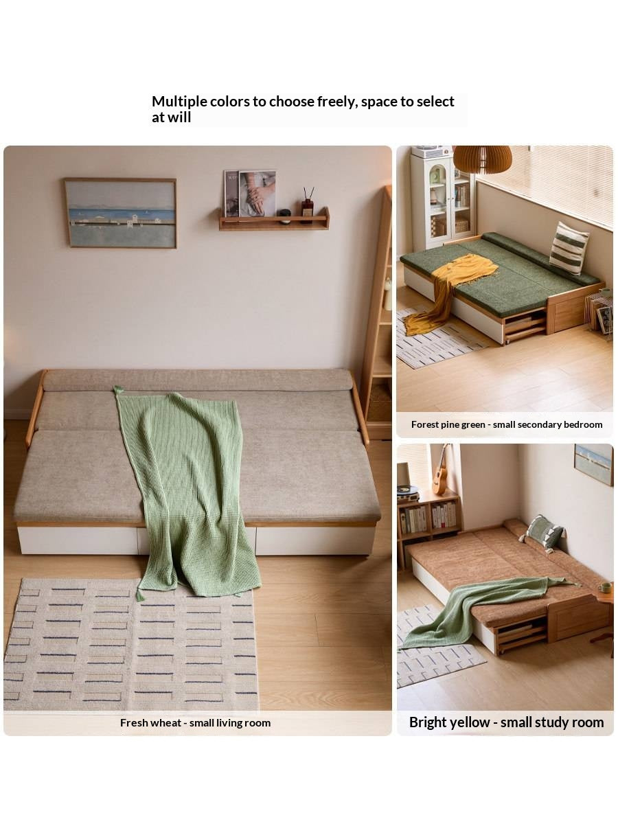 Solid RubberWood Storage Daybed with Pull-Out Drawer and Backless Design
