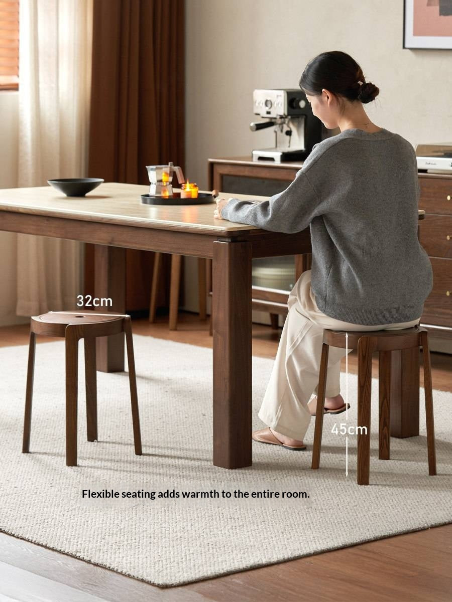 Ash, Solid RubberWood Stackable Stool