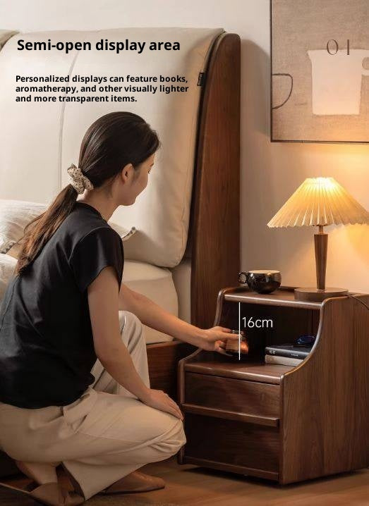 Black Walnut Solid Wood Italian Light Luxury Nightstand