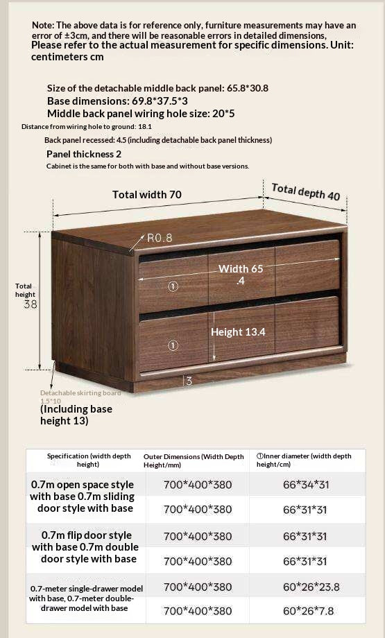 Black Walnut Solid Wood TV Cabinet with Modular Combination and Light Luxury Style