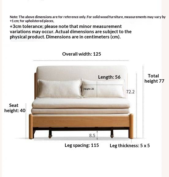 Beech Solid Wood Minimalist Pull-Out Sofa Bed