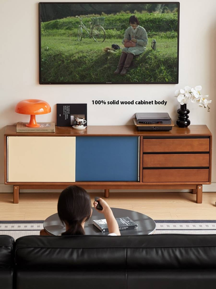 Poplar Solid Wood Medieval Style TV Cabinet