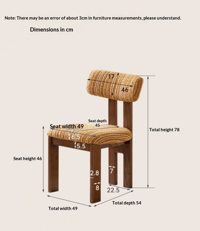 4 pcs -Oak, Black walnut solid wood Upholstered Dining Chair, Postmodern Retro