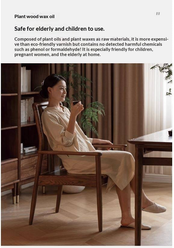 Black Walnut, Ash Solid Wood Backrest Dining Armchair