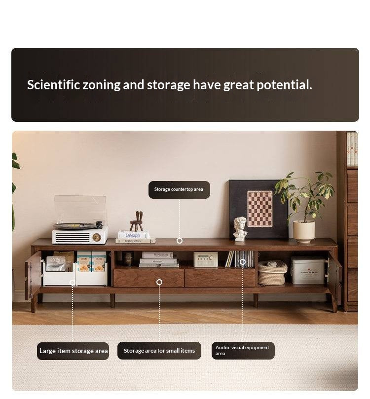 Oak, Solid Rubberwood Nordic Floor TV Cabinet.