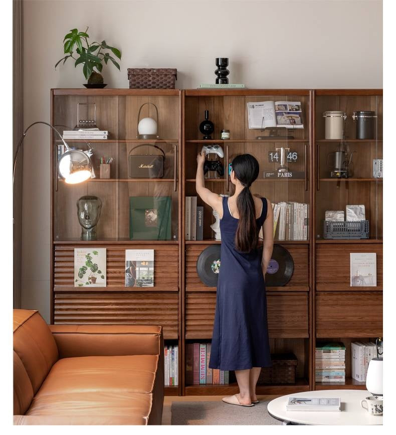 Oak Solid Wood Dustproof Bookcase