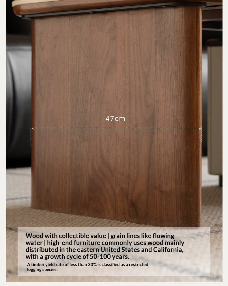 Black Walnut Solid Wood Italian Light Luxury Rock Plate Coffee Table