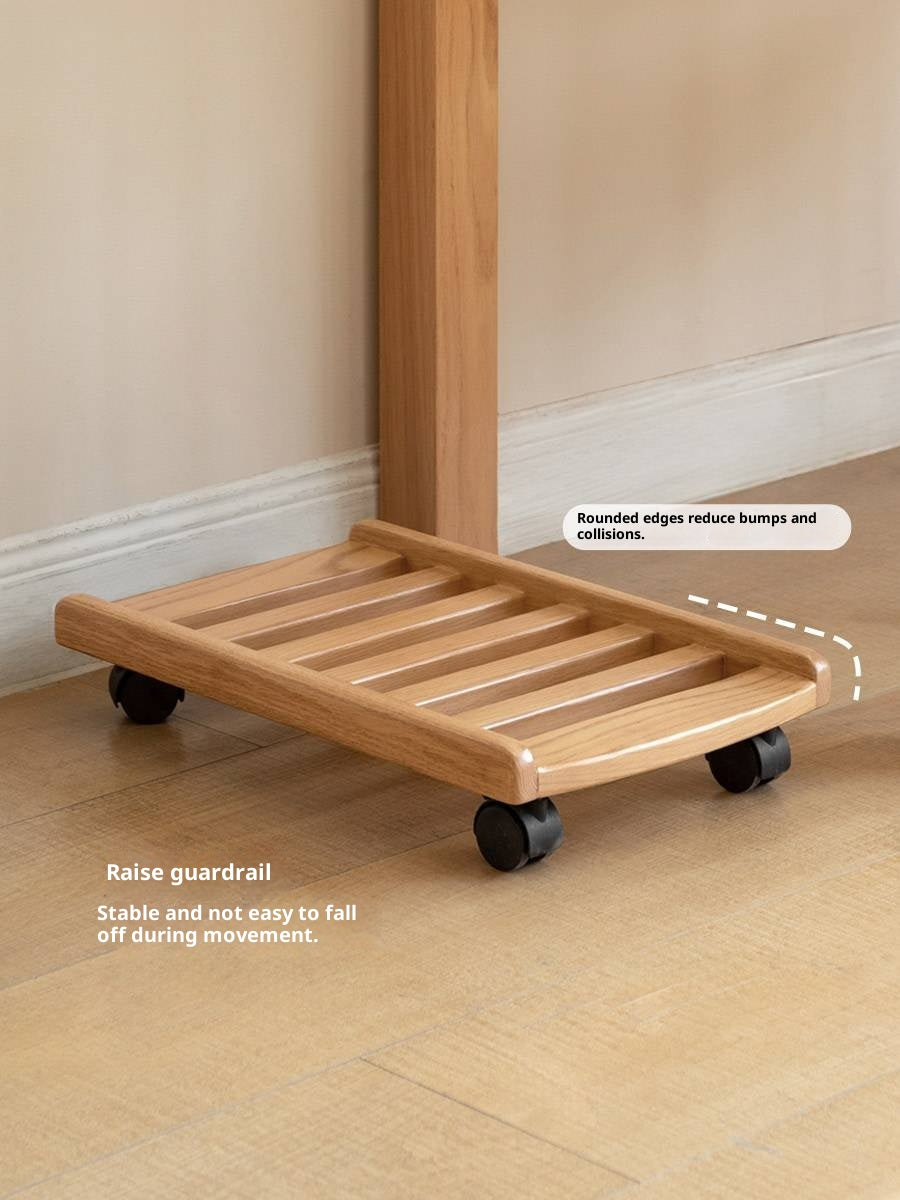 Solid RubberWood, Oak Solid Wood Mobile Computer Host Base Tray