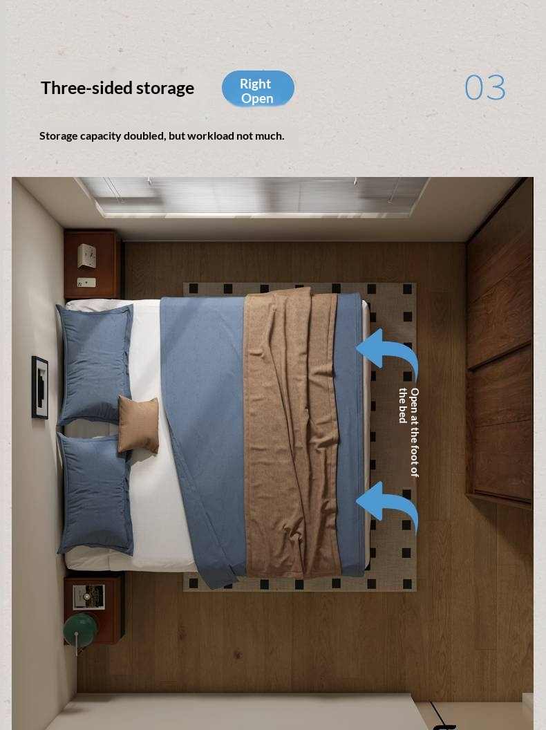 Rubberwood Solid Wood Platform Bed, Headboard-Free Box Bed, Modern Minimalist