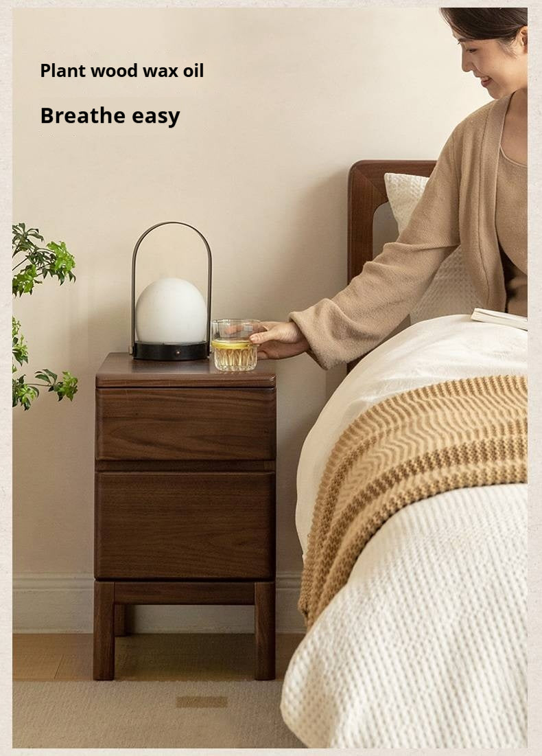 Black Walnut, Ash Solid Wood Storage Nightstand