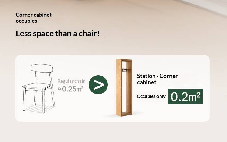 Oak Solid Wood Modern Corner Wardrobe