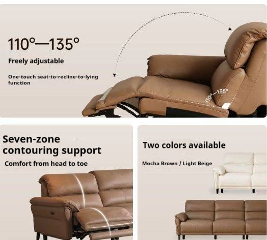 Genuine Leather Modern Zero Wall Power Reclining  Sofa