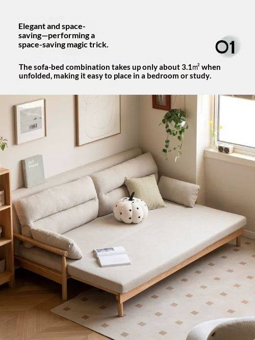 Oak Solid Wood Modern Folding Sofa Bed