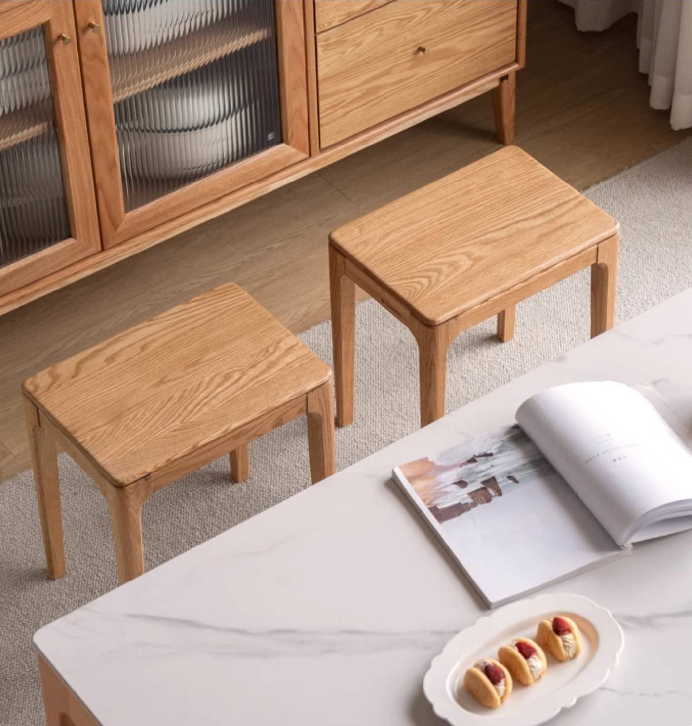 Oak, Ash Solid Wood Modern Style Stool