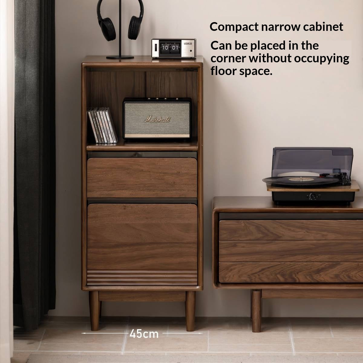 Red Zebrawood Solid Wood Modern Side Cabinet