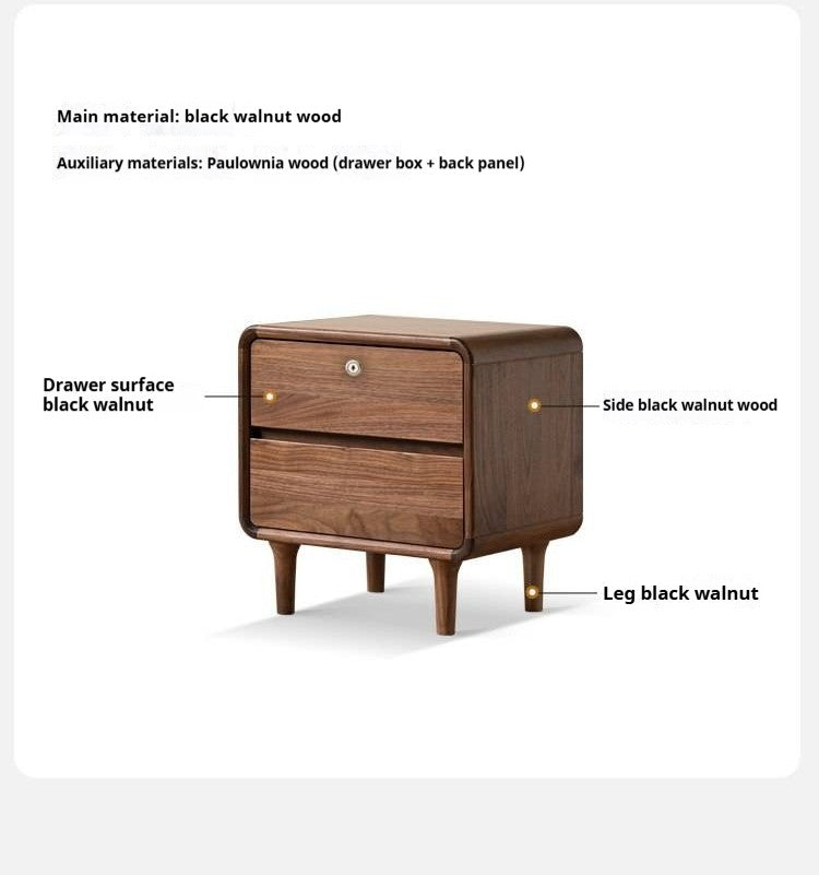 Black Walnut Solid Wood, Sandalwood Lockable Nightstand