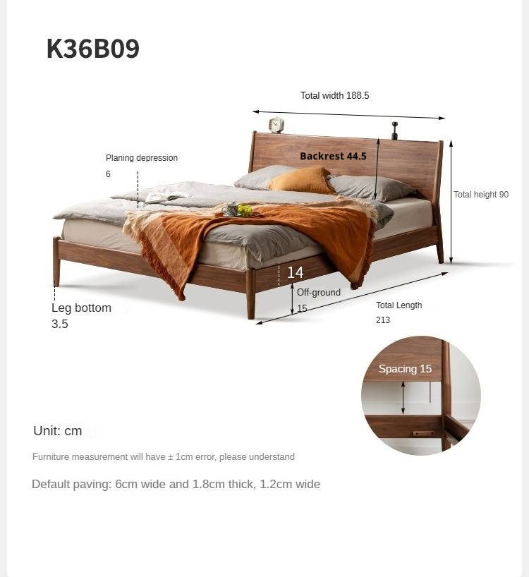 Black Walnut Solid Wood Bed