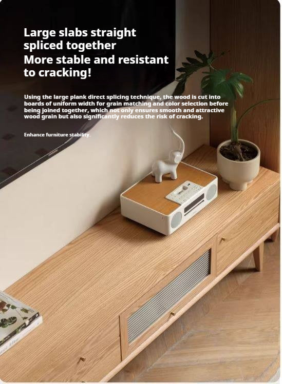 Oak Solid Wood Flip Door TV Cabinet.