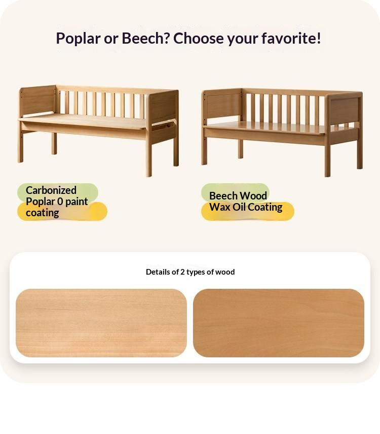 Poplar, Beech Solid Wood Children's Bed with Convertible Desk and Guardrail