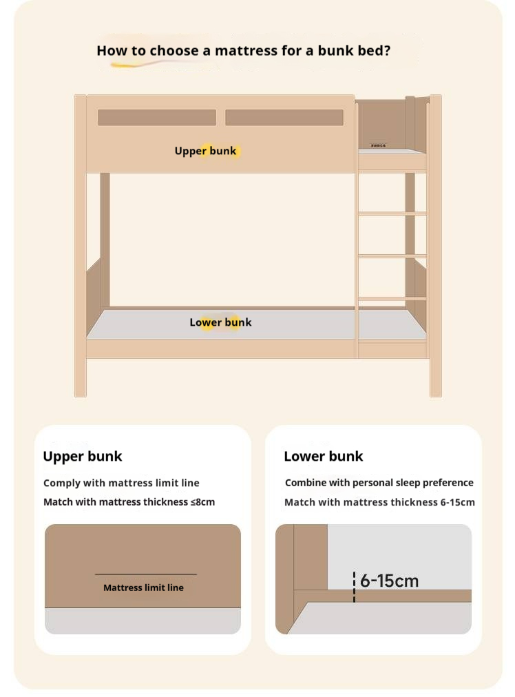 Rubberwood Solid Wood Children's Bunk Bed