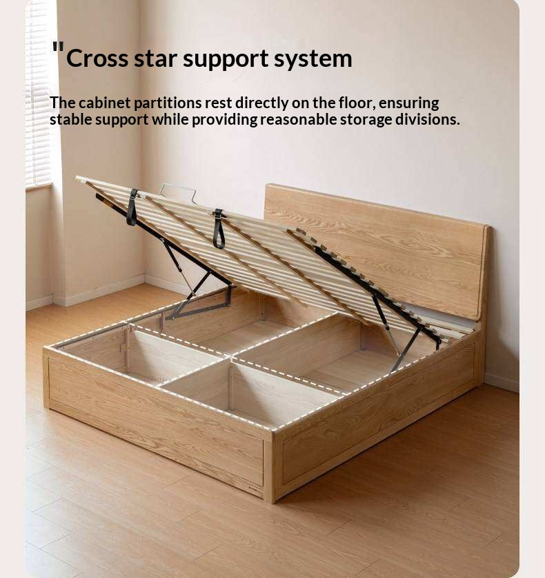 Oak Solid Wood Box Bed — Modern Minimalist Design