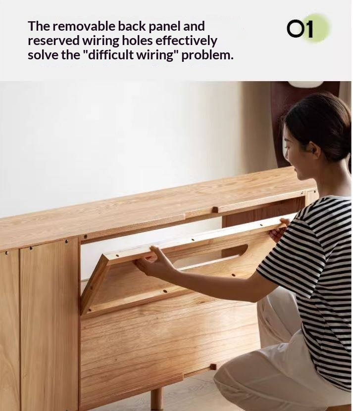 Oak Solid Wood Tall TV Cabinet.