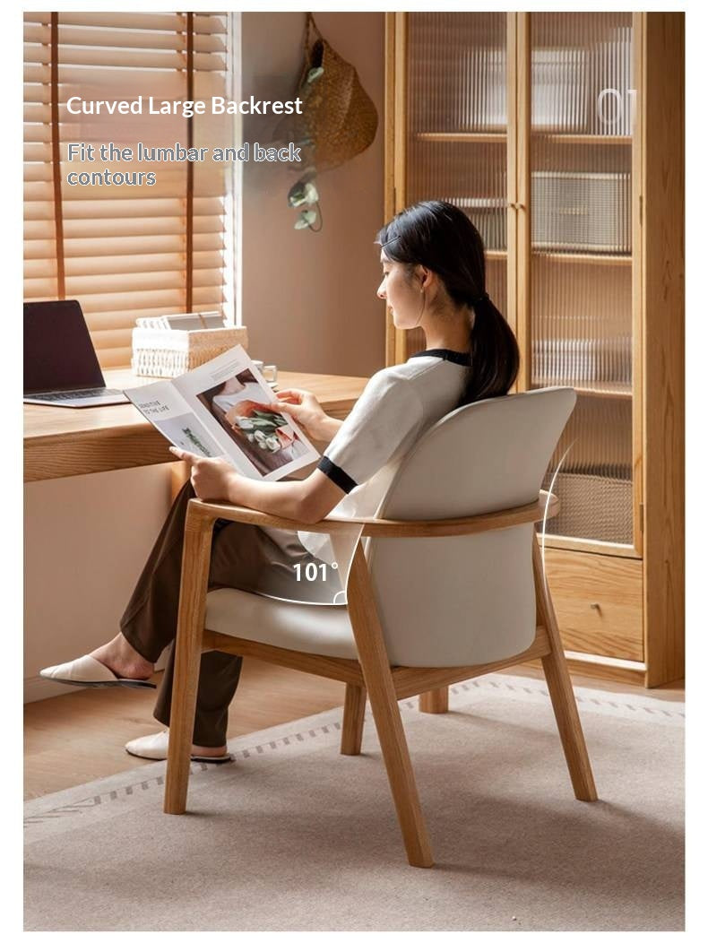 Ash, Oak Solid Wood Exposed Frame Upholstered Armchair
