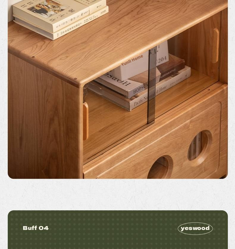 Cherry Solid Wood Retro Storage Side Cabinet.