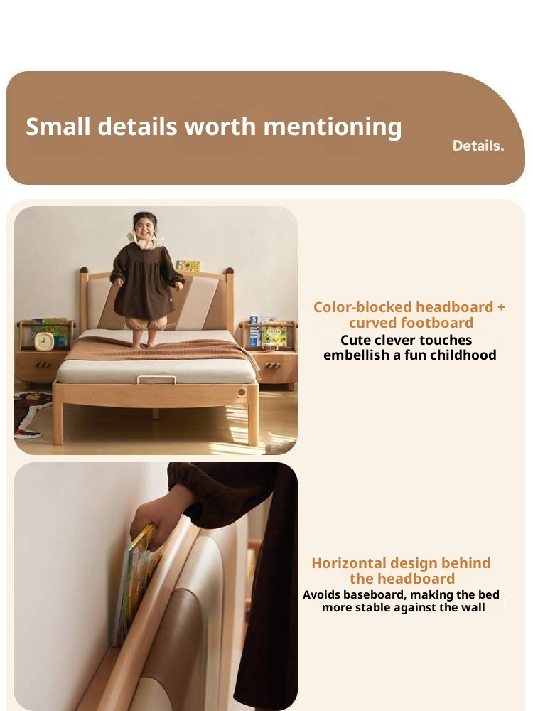 Beech Solid Wood Children's Modern Simple Single Bed