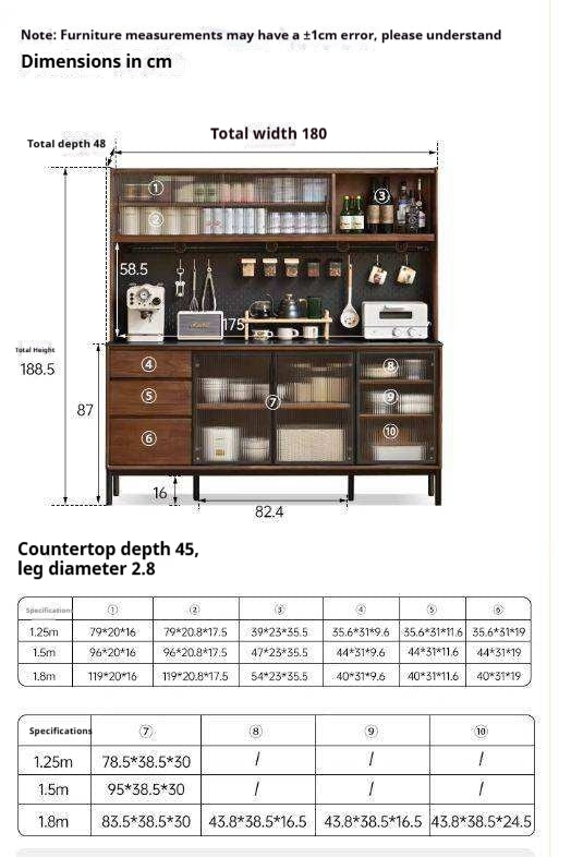Black Walnut Solid Wood, Sandalwood Rock Sideboard Buffet Cabinet