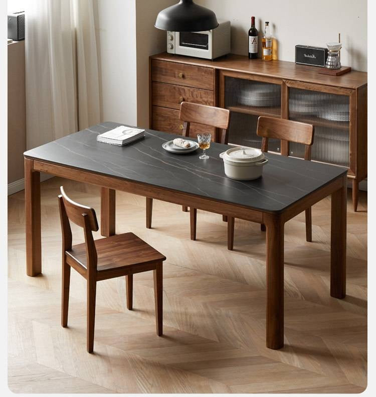 Black Walnut, Sandalwood Solid Wood Rock Slab Dining Table